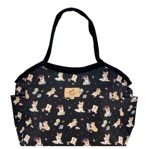 Waterproof Corgi Artist Trapeze Tote Shoulder Bag Cute Handmade Dog Pattern